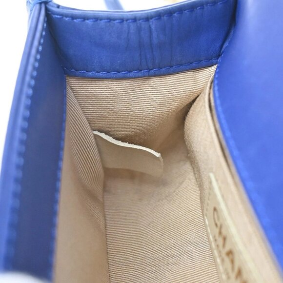 CHANEL CC Logo Chateau Boy Chain Mini Shoulder Bag Leather Blue GHW 332RL330 - Picture 12 of 14